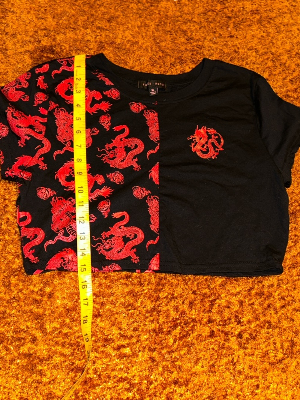 Black & Red Dragon Split Crop Tee - Picture 2 of 7